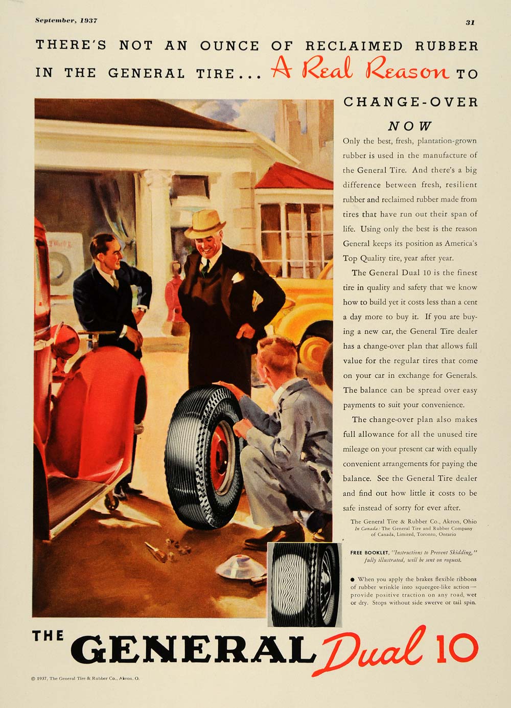 1937 Ad Changing Tires General Dual 10 Rubber Company - ORIGINAL ESQ2