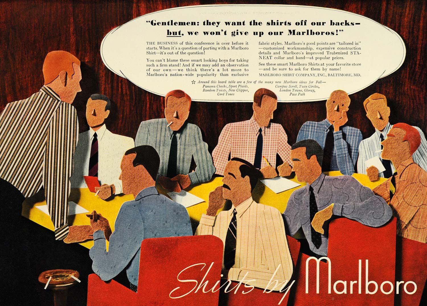 1937 Ad Marlboro Shirt Company Off Backs Staneat Collar - ORIGINAL ESQ2