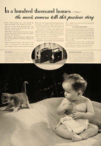 1937 Ad Eastman Kodak Cine K Magazine Baby With Kitten - ORIGINAL ESQ2