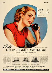 1937 Ad Frank H. Lee Water-Bloc Hats Cascade J. Flagg - ORIGINAL ESQ3
