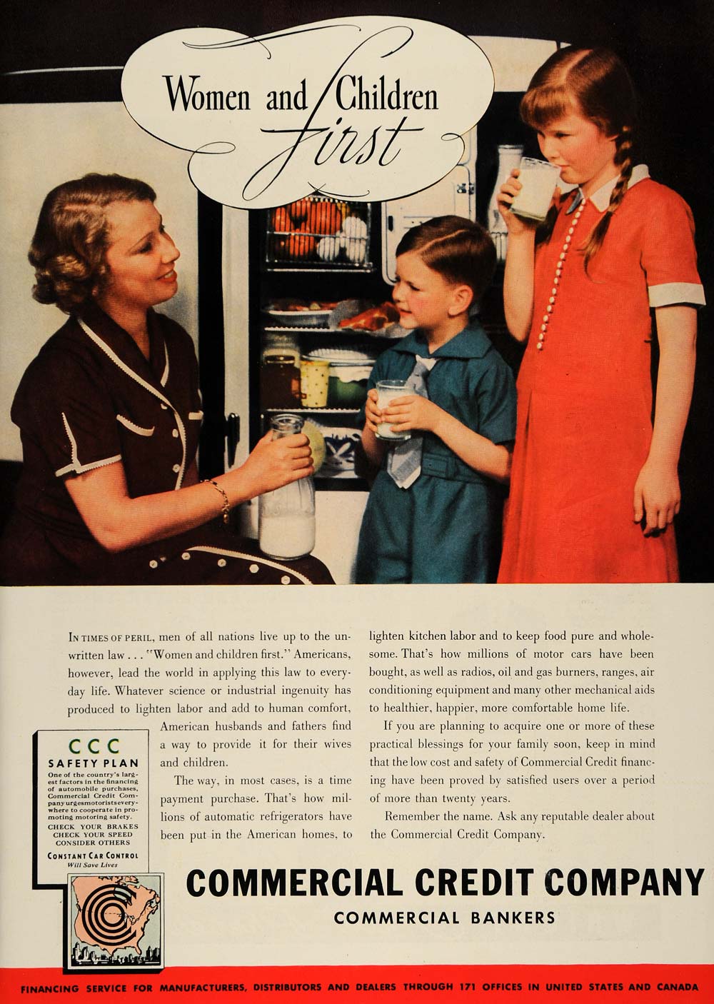 1936 Ad Women Children Milk Commercial Credit Bankers - ORIGINAL ESQ3