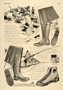1936 Ad Untied States Rubber Boots Fishing Waders - ORIGINAL