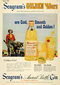 1949 Ad Seagrams Golden 49er Ancient Gin Rickey Collins - ORIGINAL ESQ4