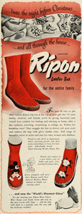 1949 Ad Ripon Loafer Sox Slip-Ons Slippers Mickey Mouse - ORIGINAL ESQ4