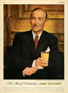 1947 Ad Lord Calvert Spirits Paul Lukas Actor Portrait - ORIGINAL ESQ4