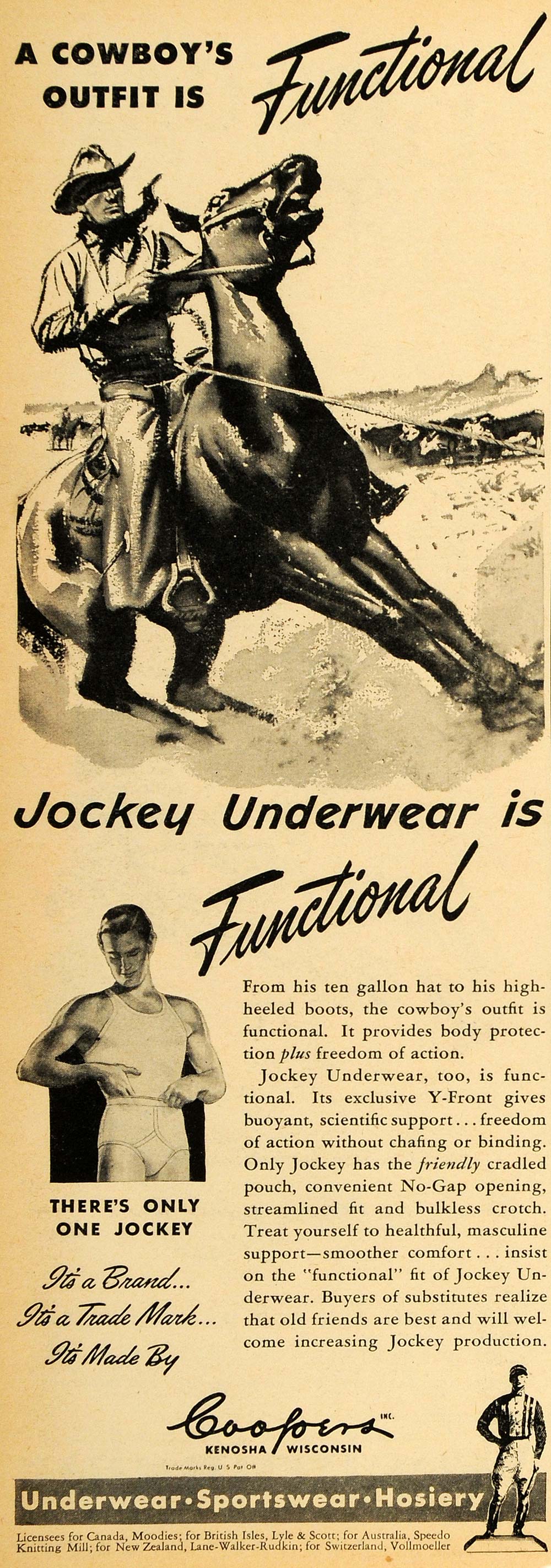 1947 Jockey Men's Underwear Sportswear Clothing Fashion Vintage Print Ad  30470 - Helia Beer Co