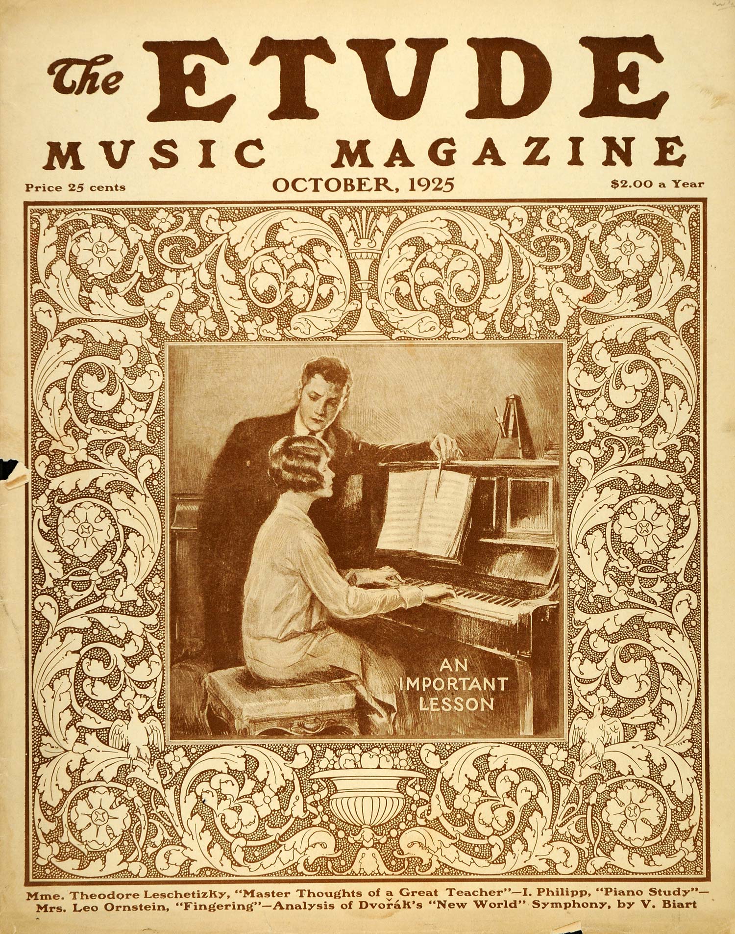 1925 Cover The Etude Music Piano Lesson Woman Teacher - ORIGINAL ET1