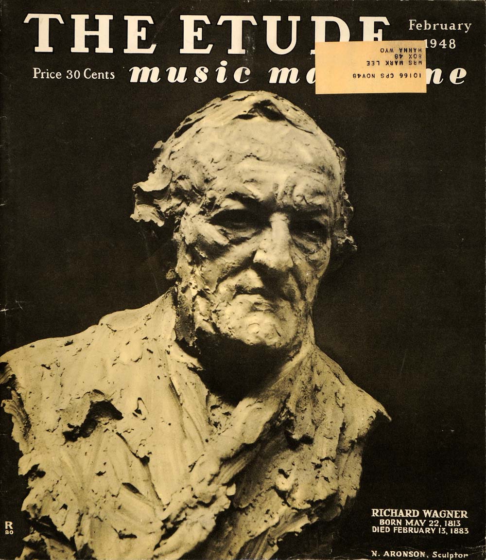 1948 Cover The Etude Music Sculpture Wagner Aronson - ORIGINAL ET1