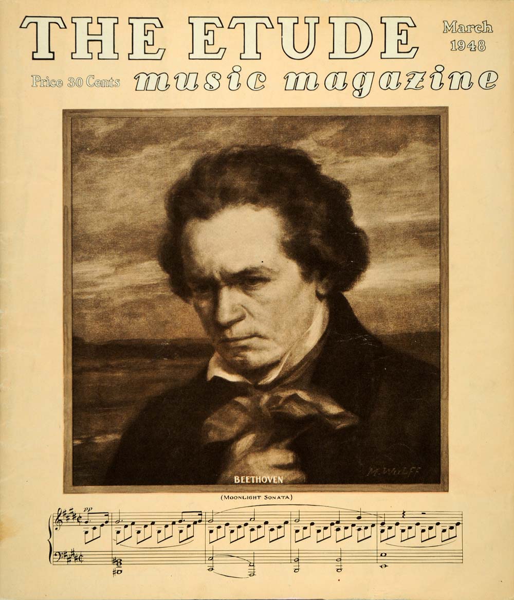 1948 Cover The Etude Music Beethoven Moonlight Sonata - ORIGINAL ET1