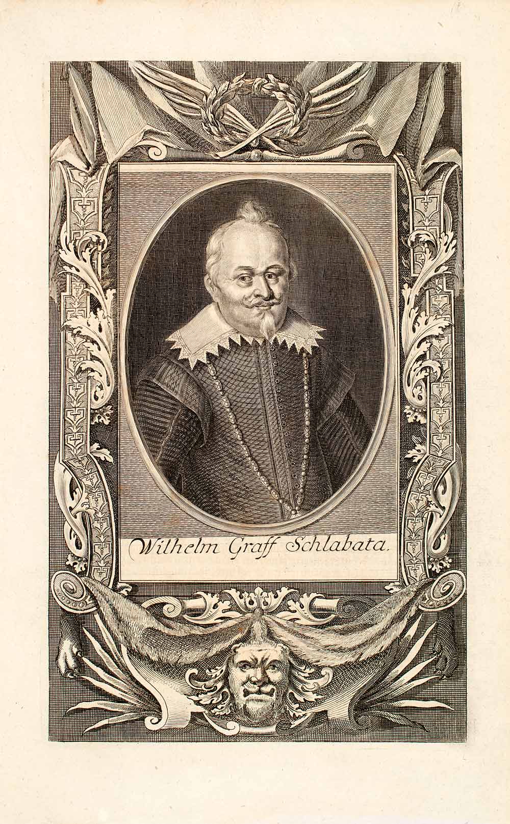 1722 Copper Engraving Wilhelm Graff Schlabata Count Wilhelm Slavata EUM4