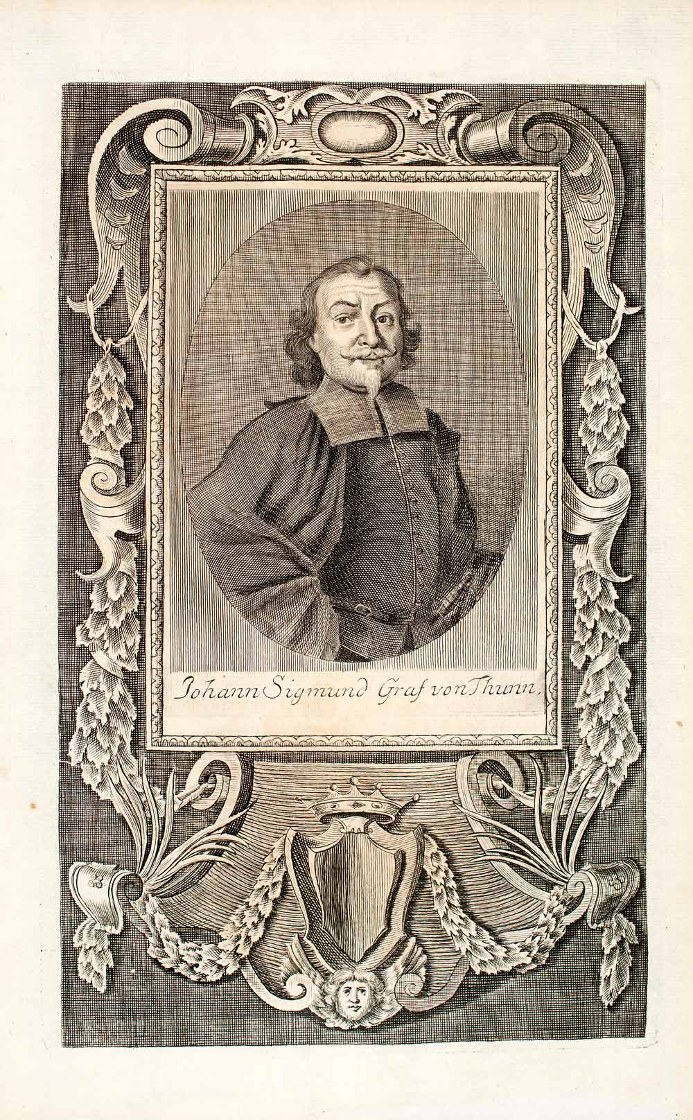 1722 Copper Engraving Johann Sigmund Graf von Thunn Thun Count Portrait EUM4