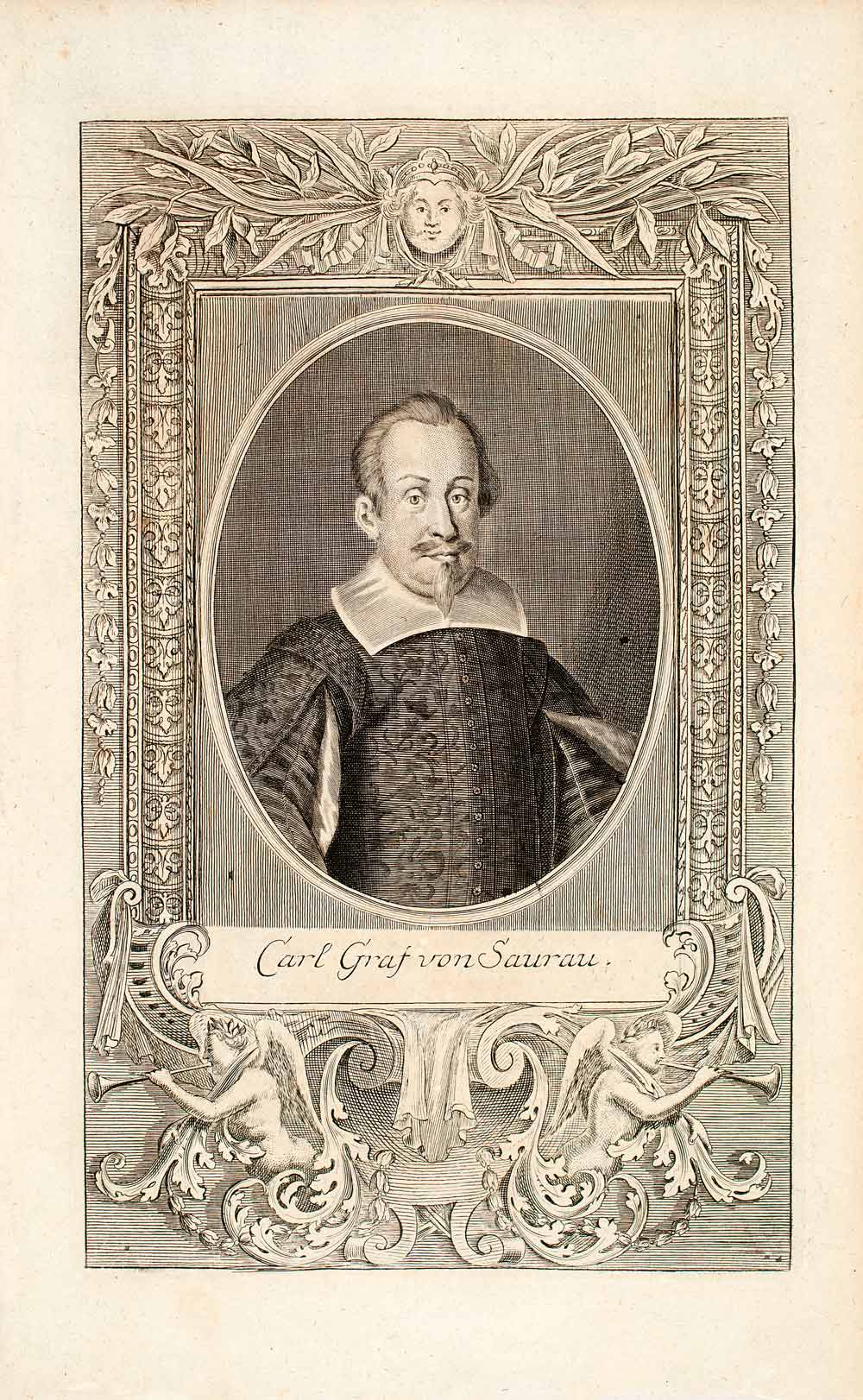 1722 Copper Engraving Governor Count Carl Graf Von Saurau Habsburg Empire EUM4