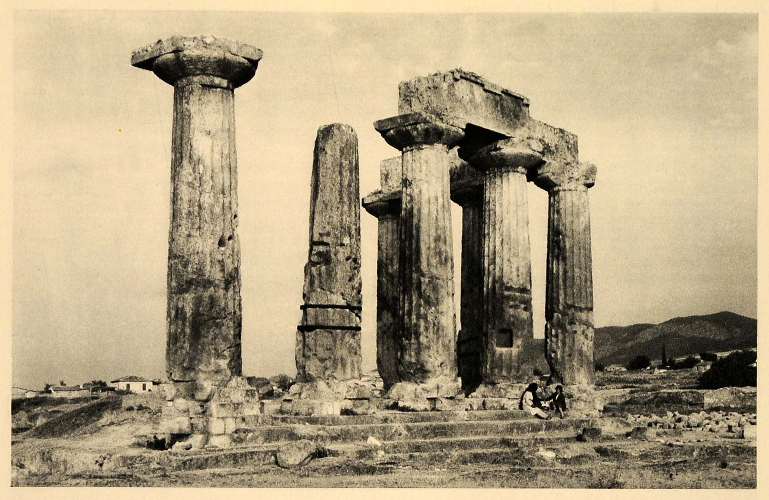 1943 Korinthos Corinth Greece Ruin Temple Apollo Column - ORIGINAL EUR2