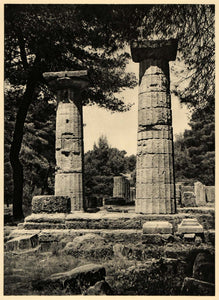 1943 Olympia Greece Hera Heraion Temple Ruin Column - ORIGINAL PHOTOGRAVURE EUR2