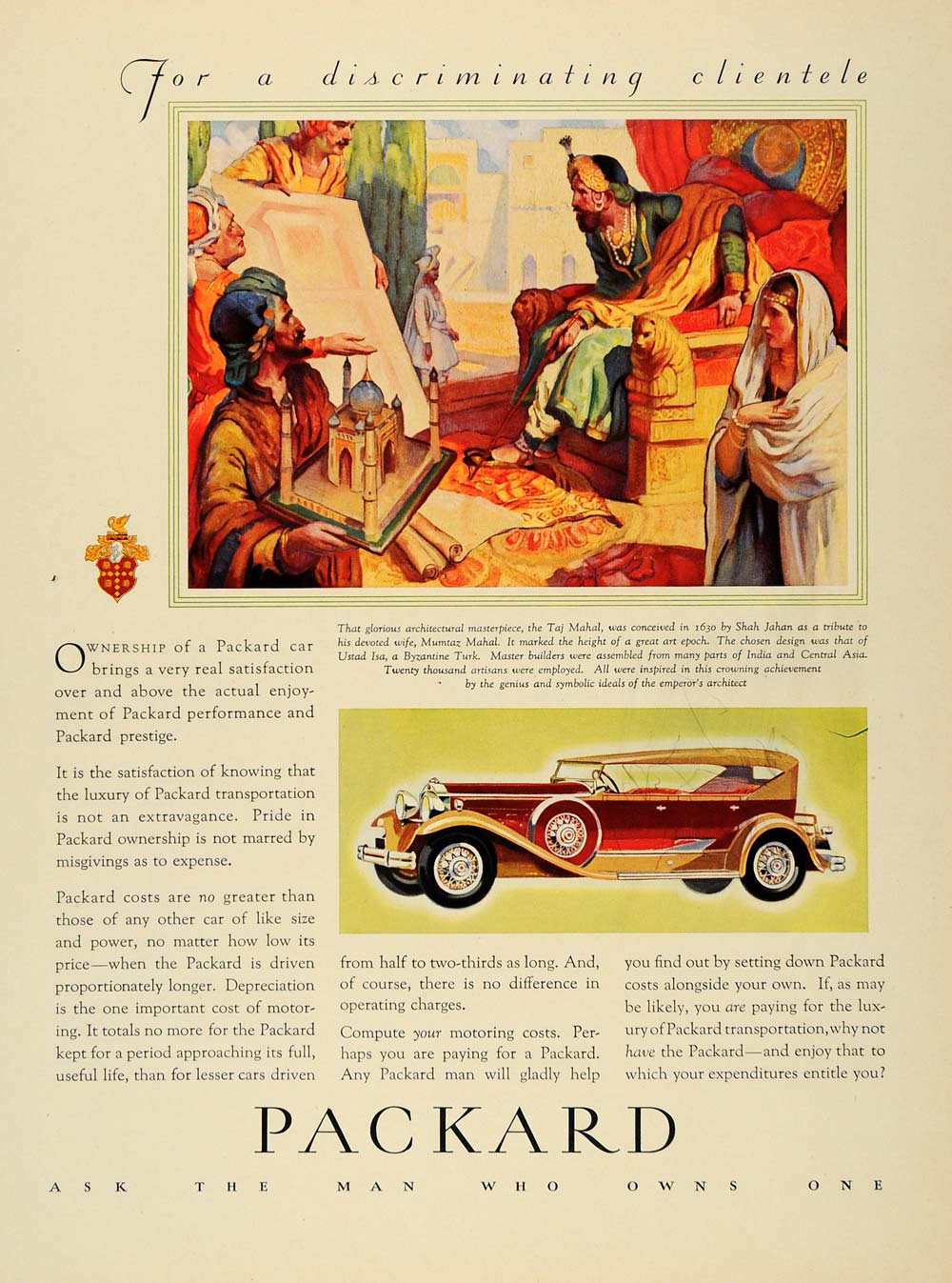 1931 Ad Packard Car Automobile Taj Mahal Shah Jahan - ORIGINAL ADVERTISING F1A