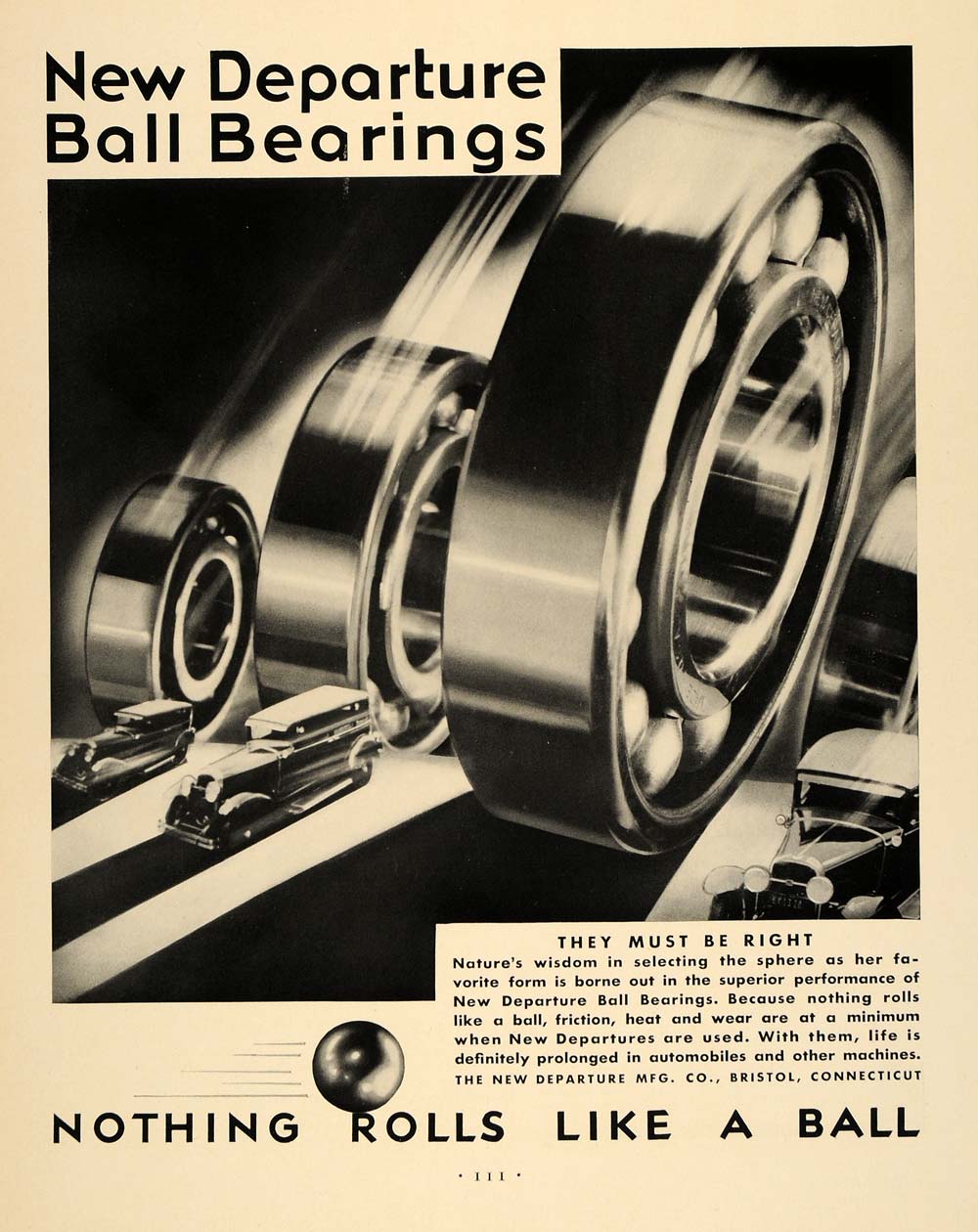 1931 Ad New Departure Manufacturing Ball Bearings Tools - ORIGINAL F1A