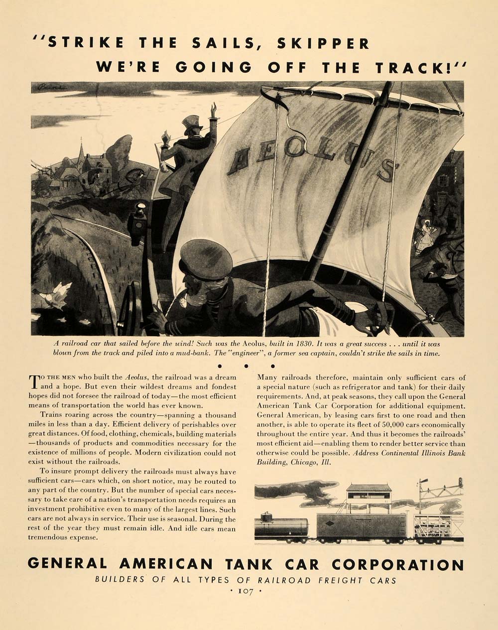 1931 Ad General American Tank Aeoulus Railroad Train RR - ORIGINAL F1A