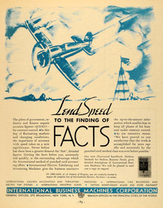 1933 Ad International Business Machines IBM Airplane - ORIGINAL ADVERTISING F2A