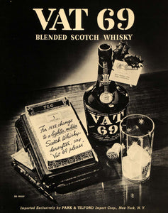 1938 Ad VAT 69 Blended Scotch Whiskey Park Tilford - ORIGINAL ADVERTISING F2A