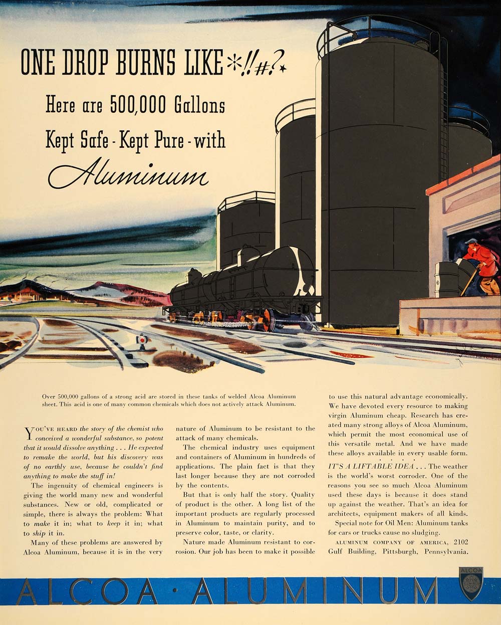 1938 Ad Aloca Aluminum Locomotive Train Shipping Jicha - ORIGINAL F2A