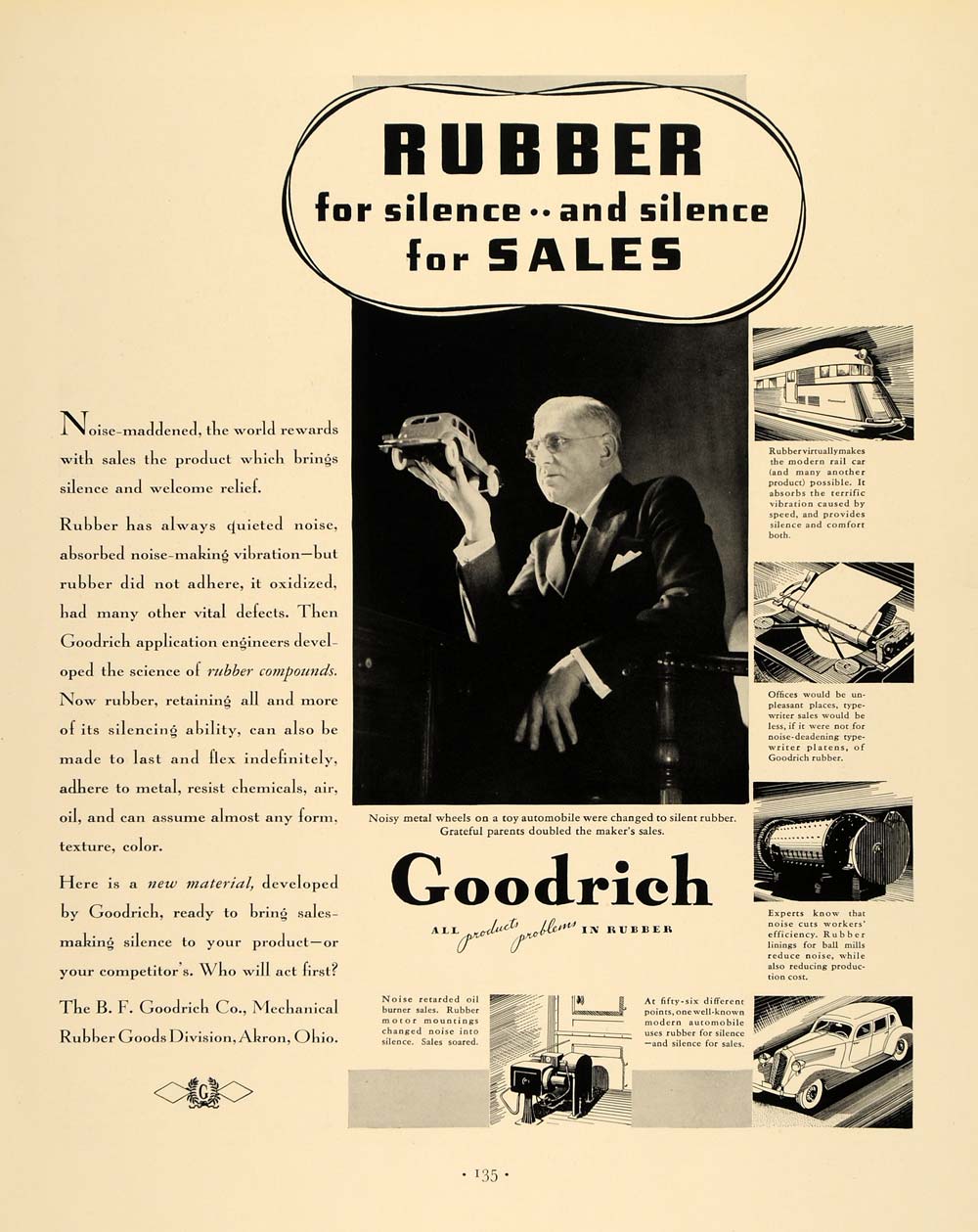 1935 Ad B. F. Goodrich Rubber Mechanical Akron Ohio - ORIGINAL ADVERTISING F3A