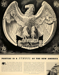 1935 Ad Pontiac Motor Eagle Symbol Automobile Art - ORIGINAL ADVERTISING F3A