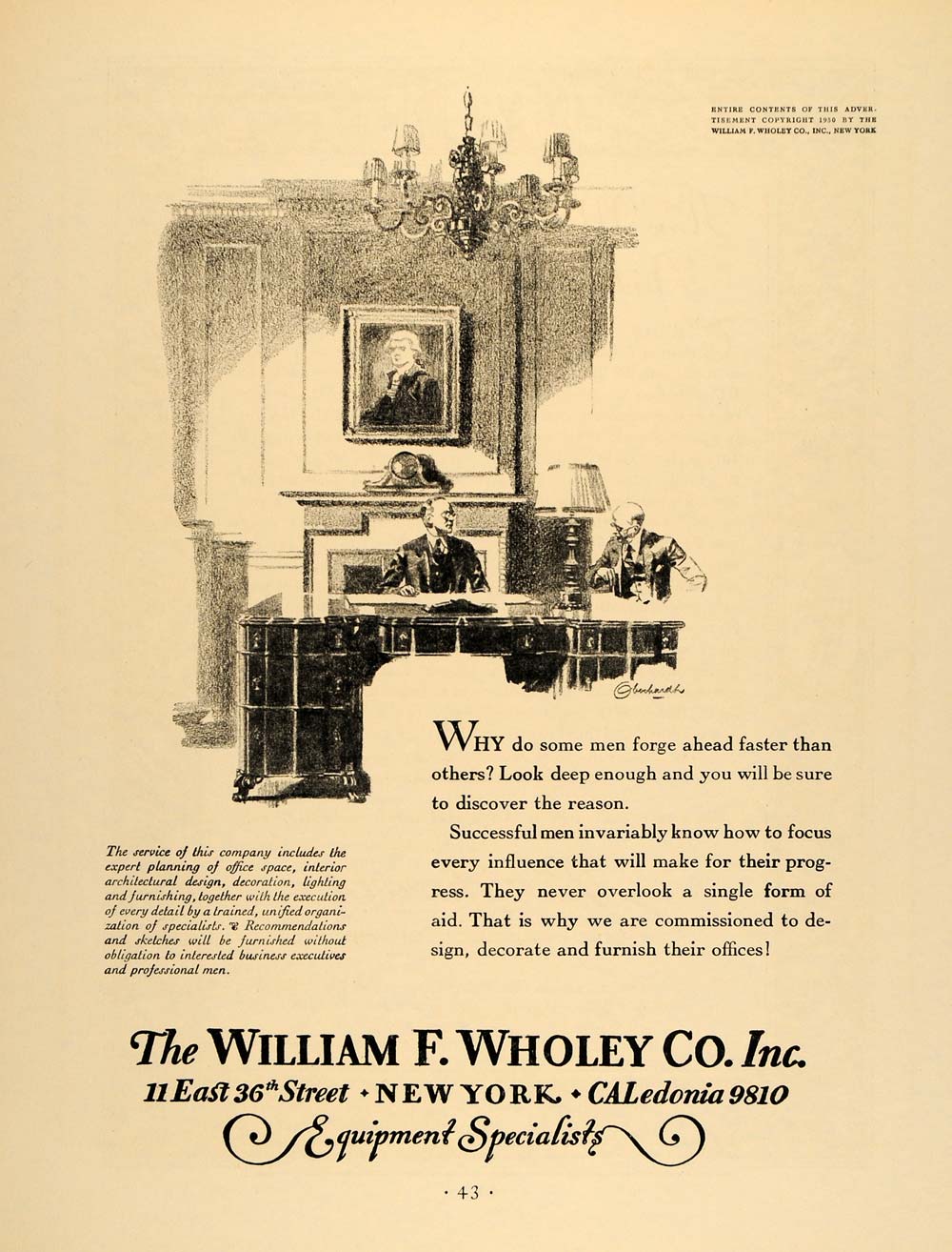 1930 Ad William F. Wholey Office Furniture Furnishings - ORIGINAL F3A