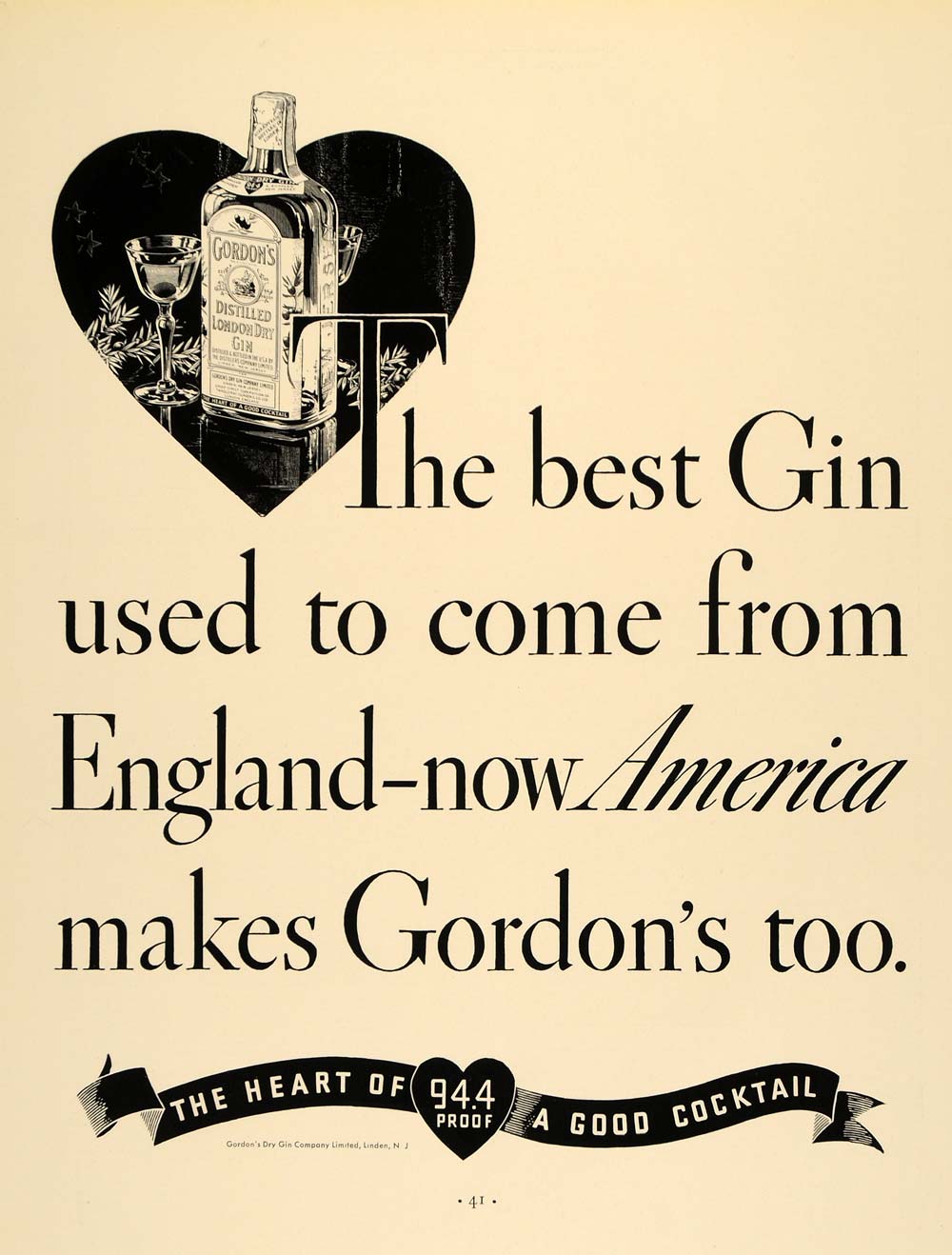 1935 Ad Gordon's Dry Gin Alcohol Cocktail Illustration - ORIGINAL F3A