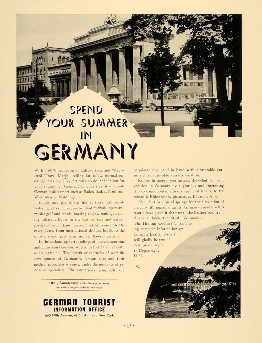 1935 Ad German Tourist Office Germany Vacation Voyage - ORIGINAL ADVERTISING F3A