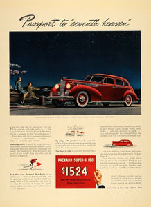 1940 Ad Packard Super-8 Touring Sedan Automobile Night - ORIGINAL F4A