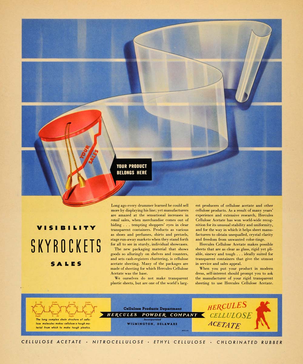 1940 Ad Hercules Powder Cellulose Acetate Plastics - ORIGINAL ADVERTISING F4A