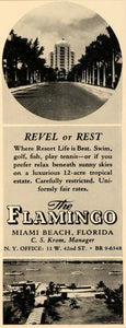 1940 Ad Flamingo Miami Beach Resort Florida C.S. Krom - ORIGINAL ADVERTISING F4B