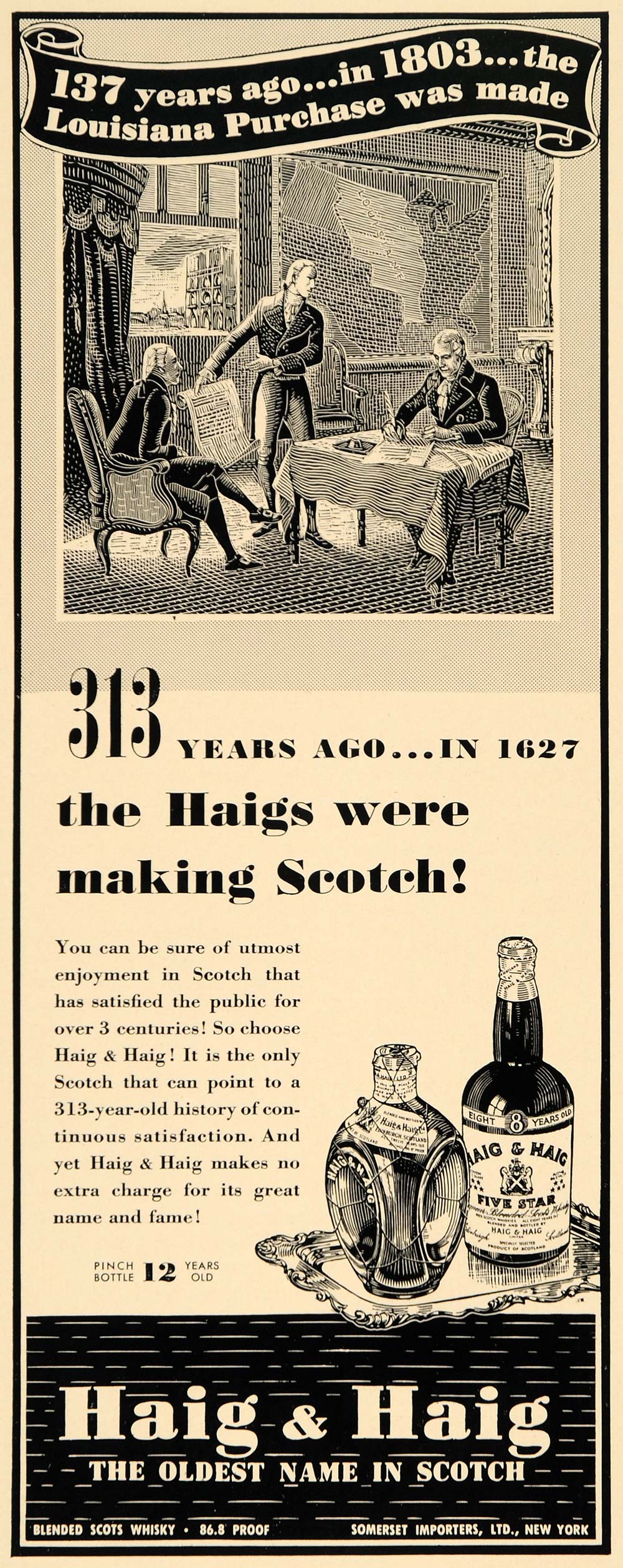 1940 Ad Haig Scotch Whisky Somerset Louisiana Purchase - ORIGINAL F4B