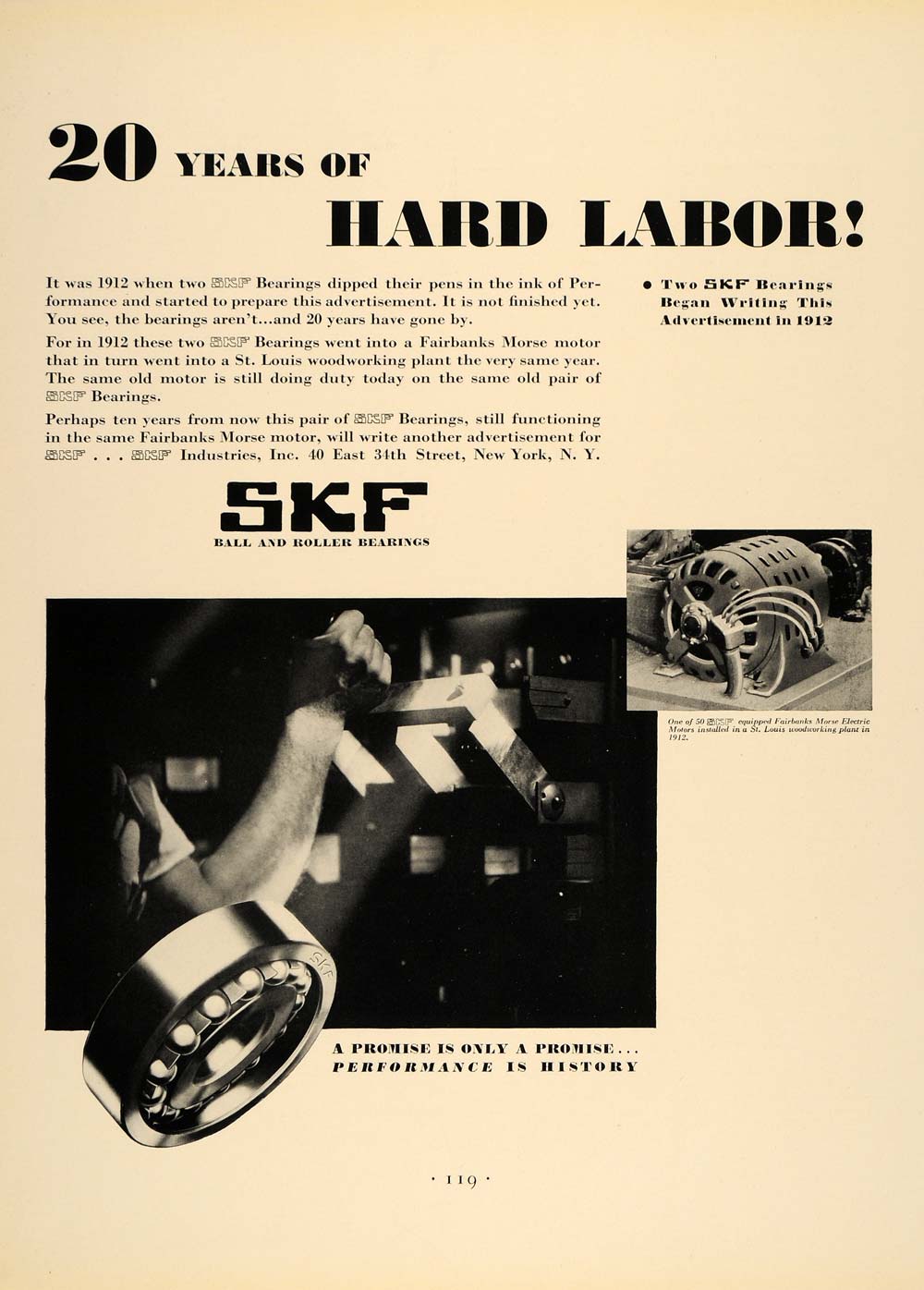 1932 Ad SKF Ball Roller Bearings Fairbanks Morse Plant - ORIGINAL F5A