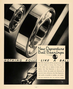 1932 Ad Ball Bearings New Departure Bristol Metal Car - ORIGINAL ADVERTISING F5A