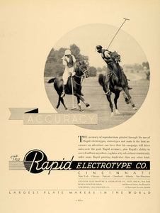 1936 Ad Rapid Electrotype Polo Match Horse Riders Swing - ORIGINAL F5A