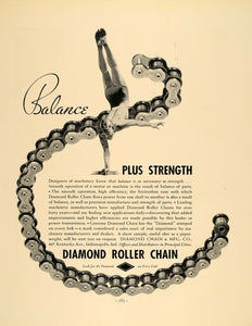 1936 Ad Diamond Chain & Manufacturing Roller Acrobat - ORIGINAL ADVERTISING F5A