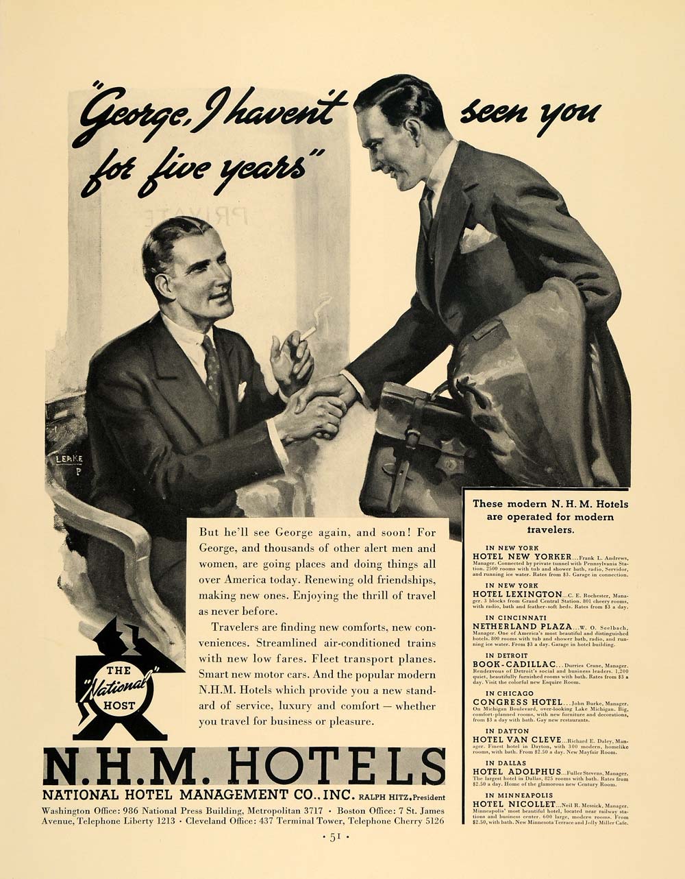 1936 Ad National Hotel Lexington Cadillac Van Cleve - ORIGINAL ADVERTI –  Period Paper Historic Art LLC