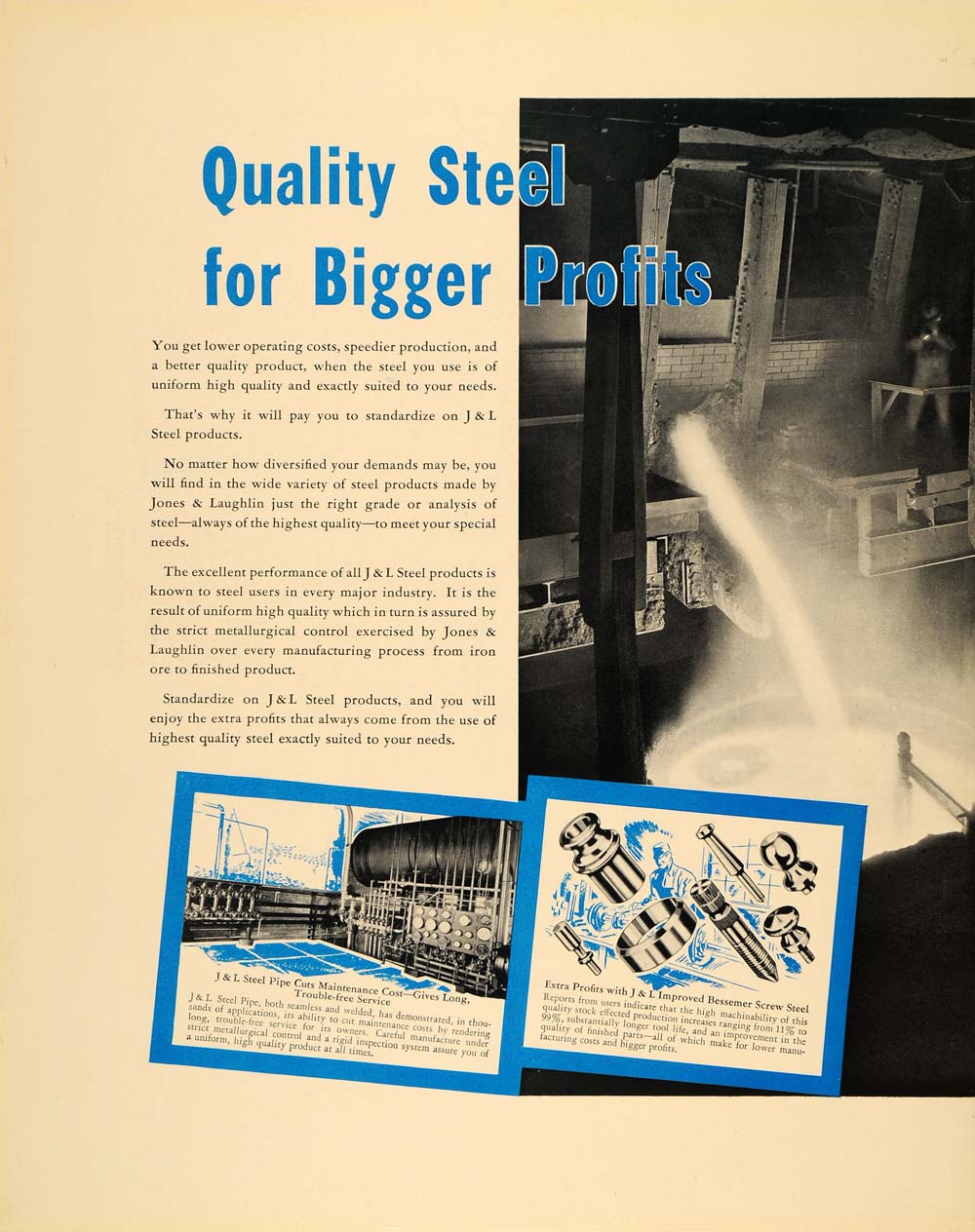 1936 Ad Jones Laughlin Steel Metal Bessemer Screw - ORIGINAL ADVERTISING F5A