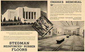 1932 Ad Stedman Rubber Flooring Joslyn Memorial Omaha - ORIGINAL ADVERTISING F5B