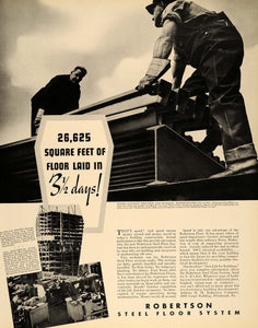 1936 Ad Robertson Steel Floor System Construction Men - ORIGINAL ADVERTISING F6A