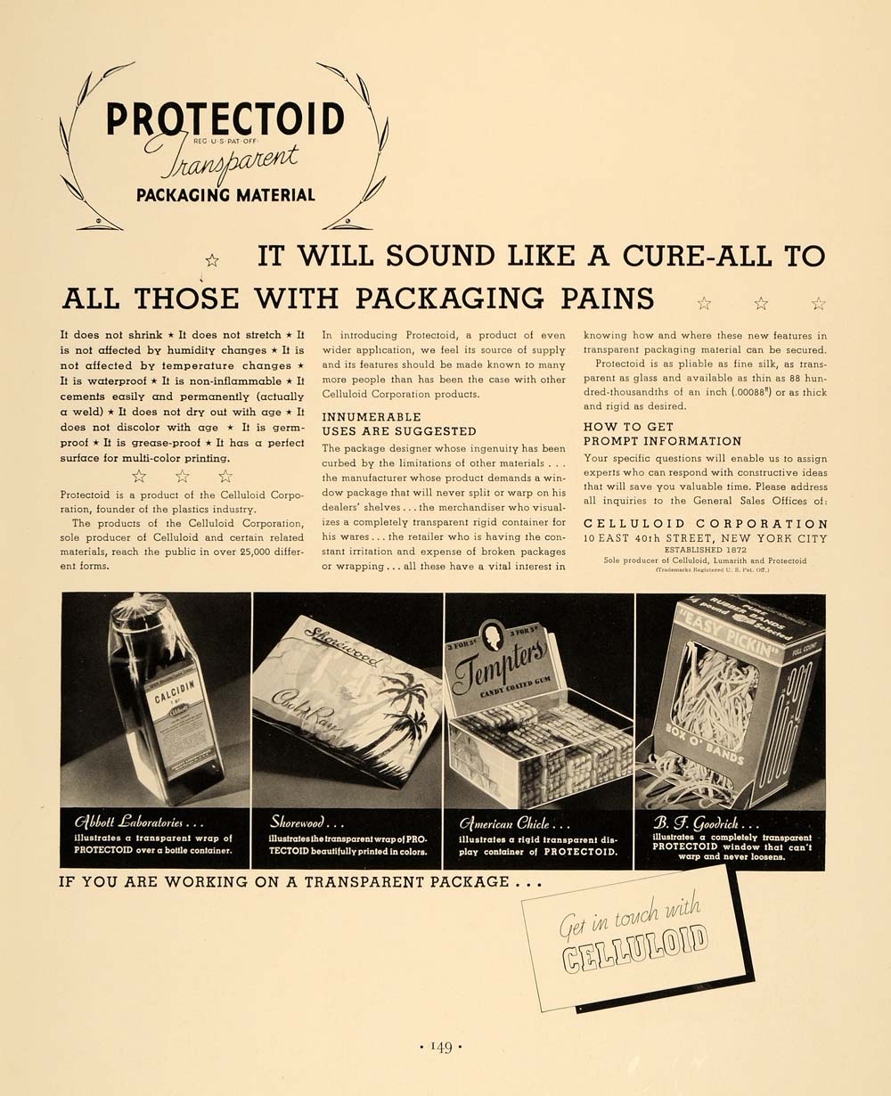 1936 Ad Protectoid Transparent Packaging Material Cure - ORIGINAL F6A