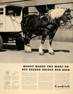 1936 Ad Goodrich Mechanical Rubber Goods Horse Carriage - ORIGINAL F6A