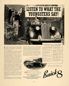 1936 Ad Buick 8 Automobile Youngsters Vintage Car - ORIGINAL ADVERTISING F6A