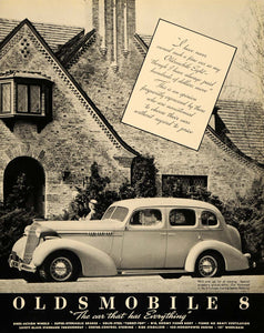 1936 Ad Oldsmobile Eight Cylinder Touring Sedan Car - ORIGINAL ADVERTISING F6A