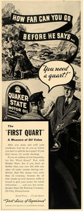 1936 Ad Quaker State Motor Oil Refining 1st Quart Test - ORIGINAL F6B