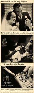 1935 Ad Spud Menthol Cooled Cigarettes Pack Weeding KY - ORIGINAL F6B