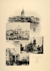 1896 Chicago World's Fair State Buildings Ohio Illinois ORIGINAL HISTORIC FAI10