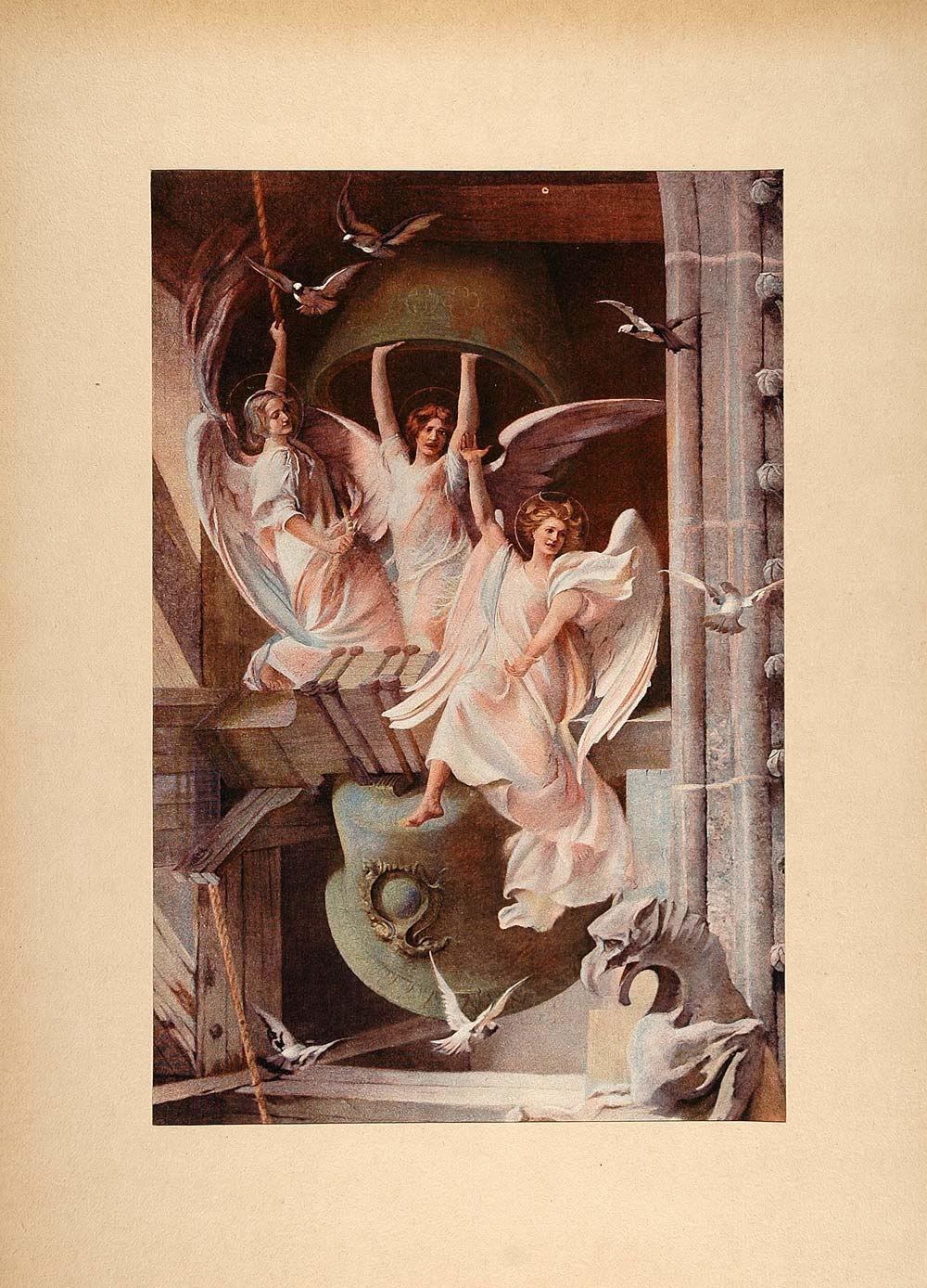 1896 Print Christmas Bells Angels Edwin H. Blashfield - ORIGINAL FAI5