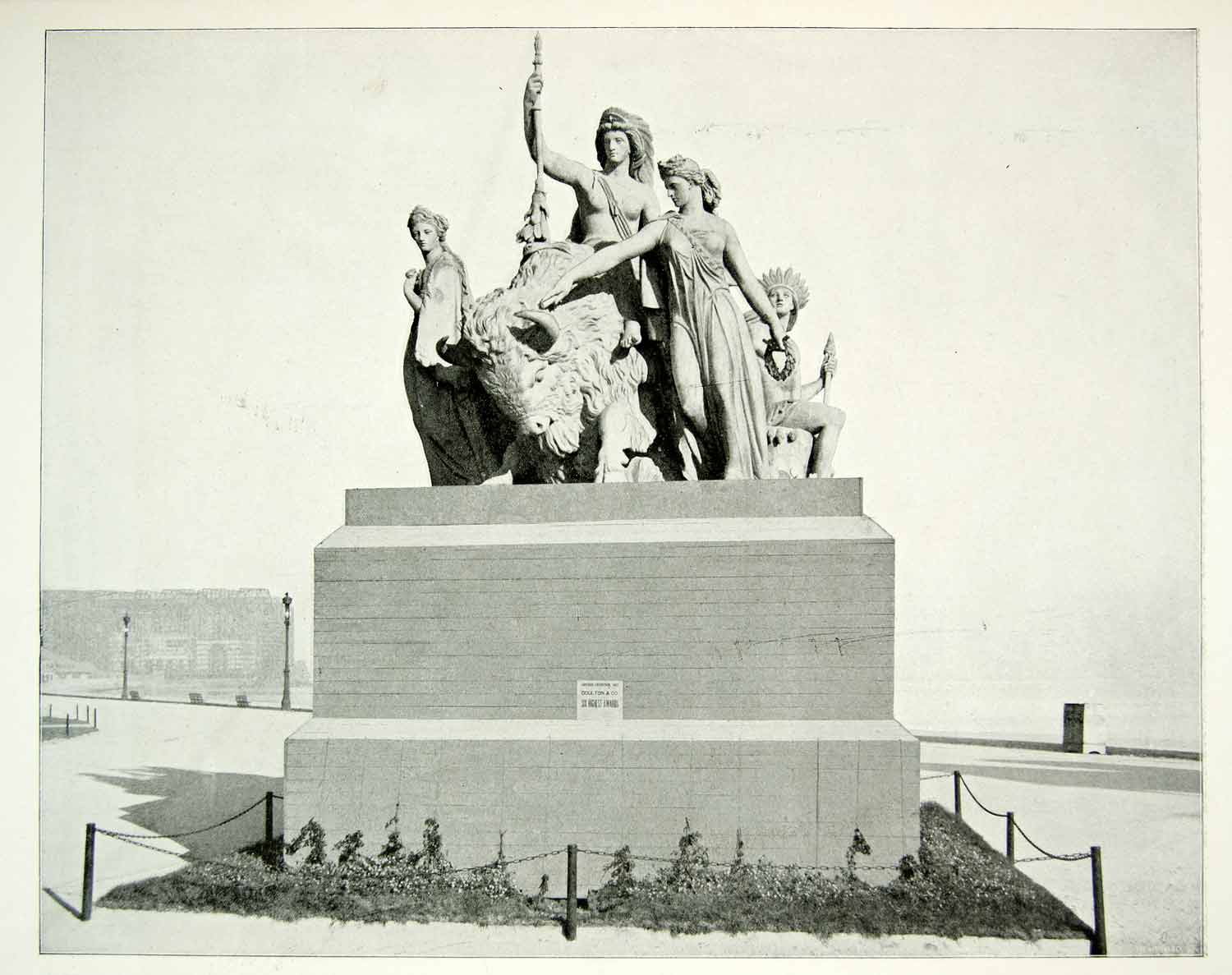 1893 Print Chicago World's Fair Allegory America Sculpture British Statue FAIR4